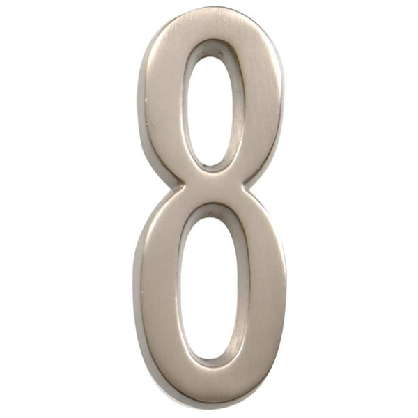 Everbilt 4 In. Satin Nickel Flush Mount Self-adhesive House Number 8