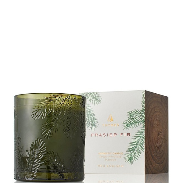 Thymes Frasier Fir Pine Needle Glass Candle. 6.5 oz.
