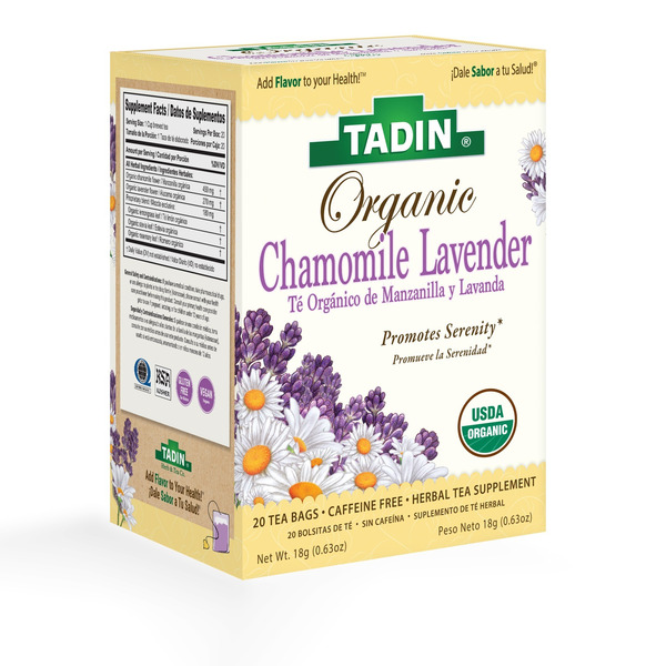 Tadin Organic Chamomile Lavender Tea, Caffeine Free Herbal Tea