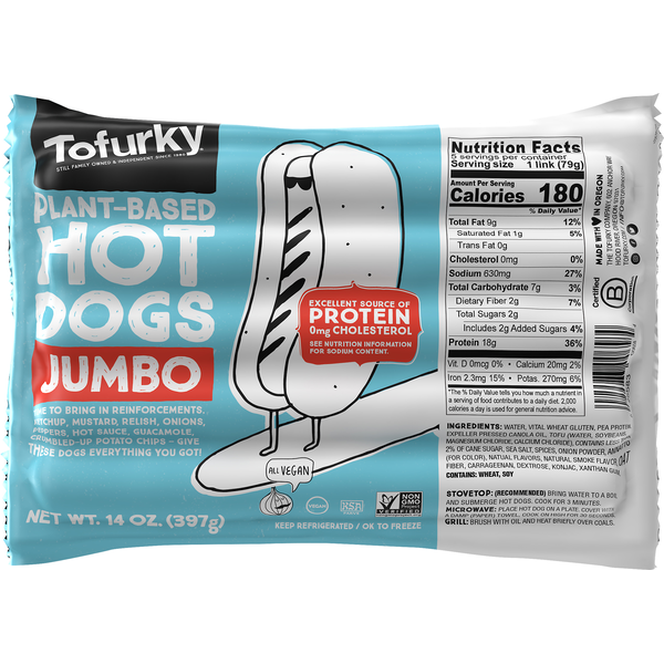 Tofurky Hot Dogs, Plant-Based, Jumbo Same-Day Delivery or Pickup