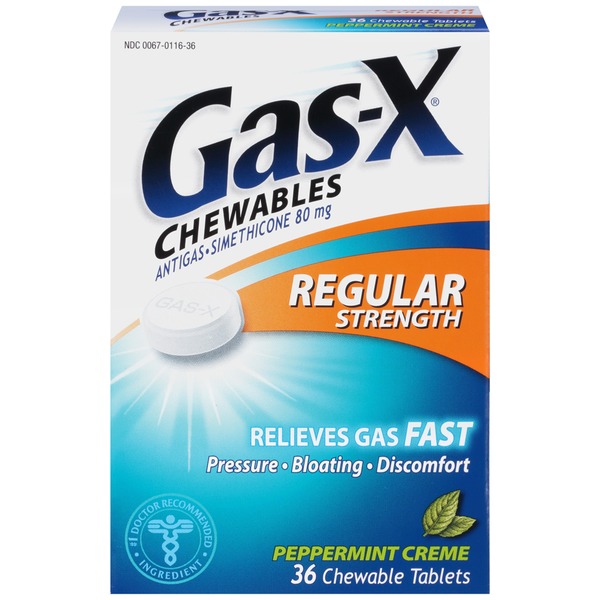 GasX Regular Strength Peppermint Creme Chewable Tablets Antigas (36 ct