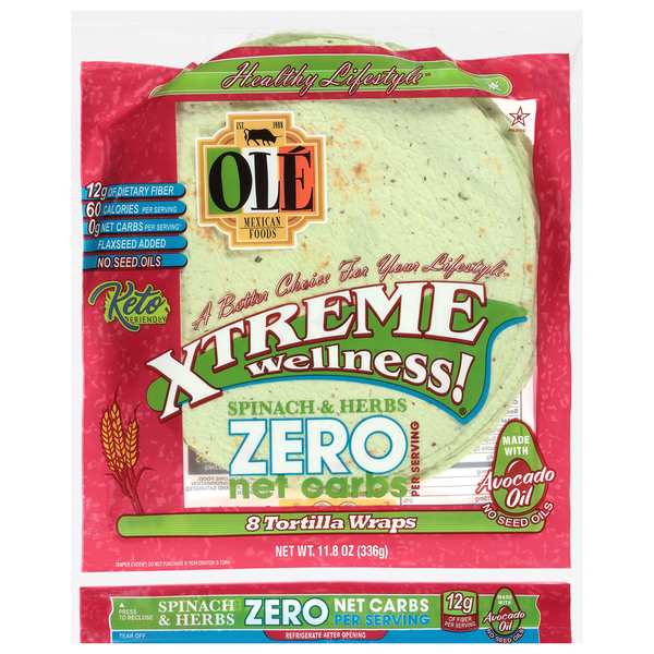 Olé Zero Net Carbs Spinach & Herbs Tortilla Wraps