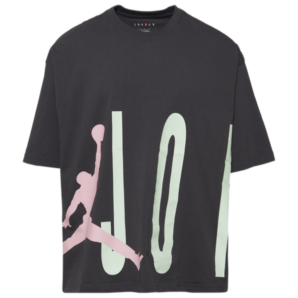 Jordan Men's Torso Stretch Oversized Short Sleeve Crew, XXL - Anthracite/Iced Carmine