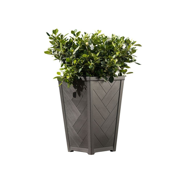 Keter Tesoro 51 Qt. Black Indoor Resin Square Planter Outdoor Safe (14 In. L X 14 In. W X 22.5 In. H)
