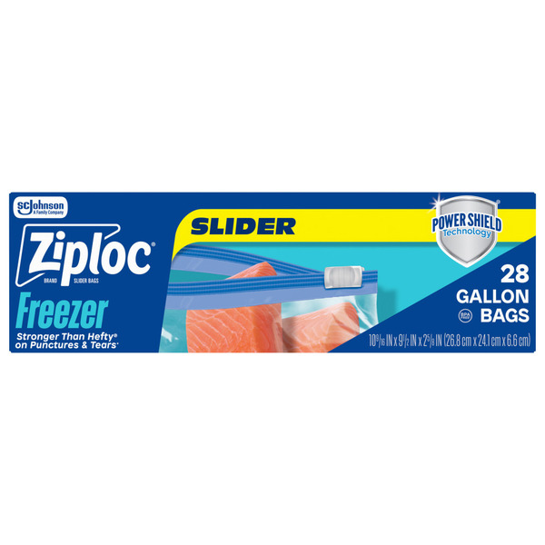 Ziploc Gallon Freezer Slider Bags, Power Shield™ Technology for