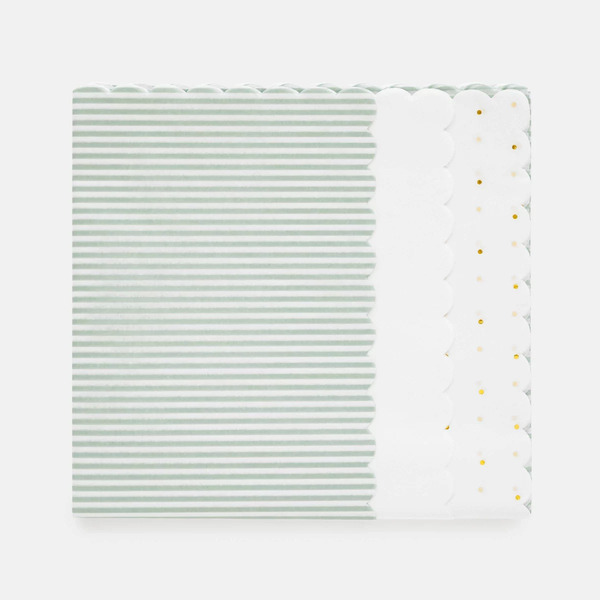 Sugar Paper Pinstripe & Swiss Dot Printed Tissue Paper - Mint Green/White