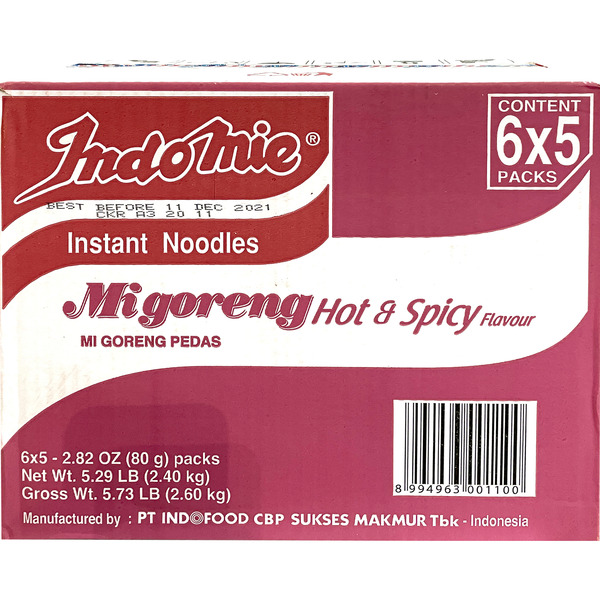 Indo Mie Instant Noodles, Mi Goreng, Hot & Spicy, 5 Pack