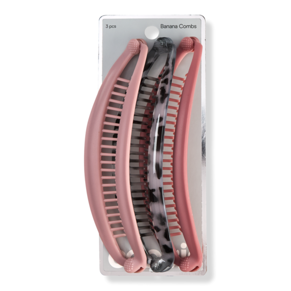 Conair Accessories Flat Banana Combs - Mauve, Light Pink, and Black/ClearTort