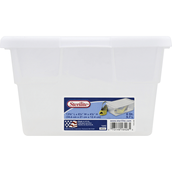 Sterilite Storage Container, 6-Qt, White Same-Day Delivery or