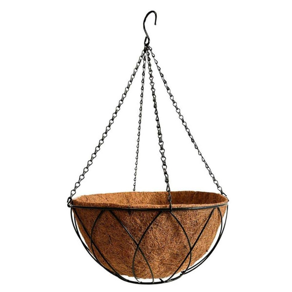 Pride Garden Products 16 In. Plant Fiber Devon Hanging Basket With Aquasav Coconut Fiber Liner