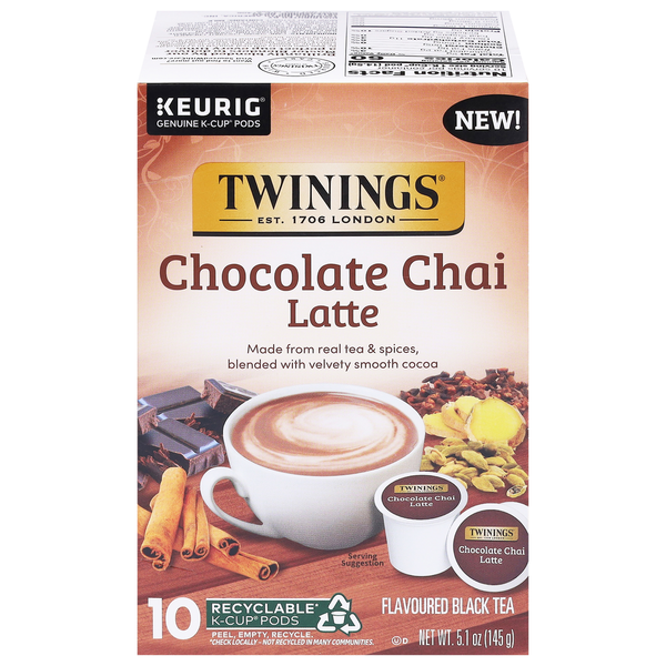 Twinings K-Cup Pods Chocolate Chai Latte Black Tea Same-Day