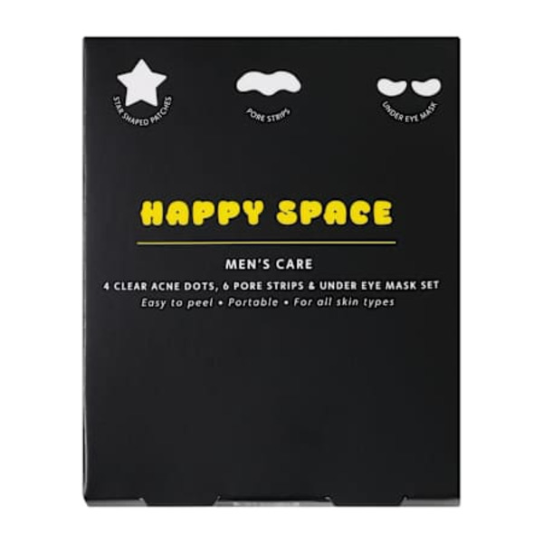 Happy Space Men's Care 4 Clear Acne Dots, 6 Pore Strips & Under Eye Mask Set