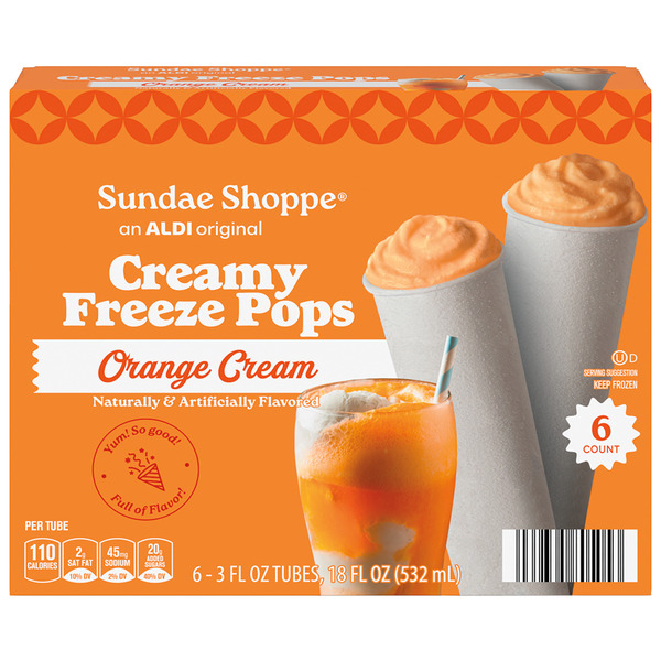 冷凍SM50 ADL40 H30 PS30 Sundae Shoppe Orange Cream Freeze Pops - 6 Count Same-Day Delivery