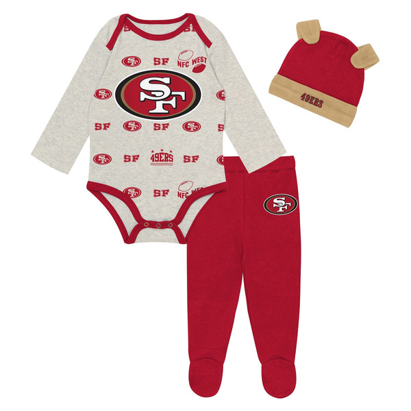 NFL Team Apparel Newborn San Francisco 49ers Huddle 3-Piece Set, 0-3M