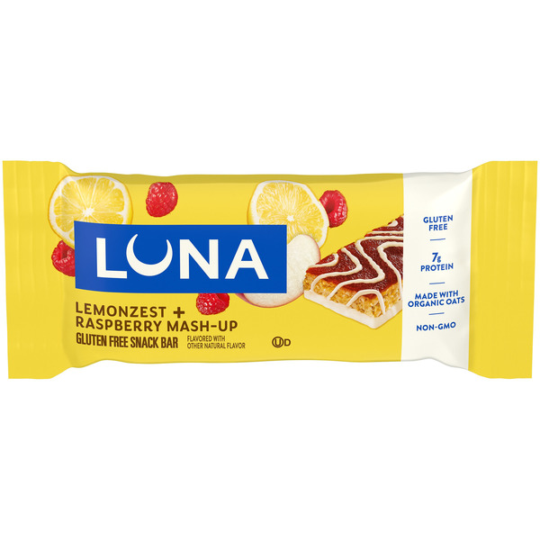 LUNA Lemonzest + Raspberry Flavor Gluten Free Snack Bar, Non-Gmo