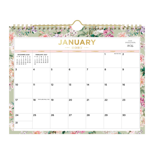 Blue Sky Day Designer Pemberly Light Green Sage Monthly Wall Calendar, 11 x 8.75 in, Jan–Dec 2027