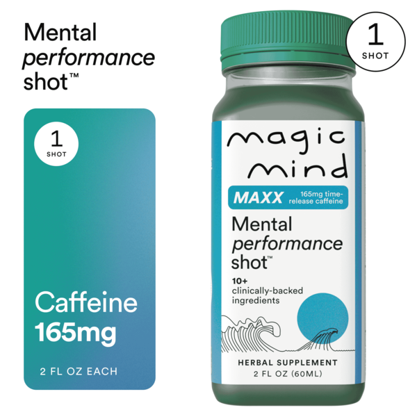 Magic Mind MAXX Mental Performance Shot, 165 mg Caffeine, Time Released