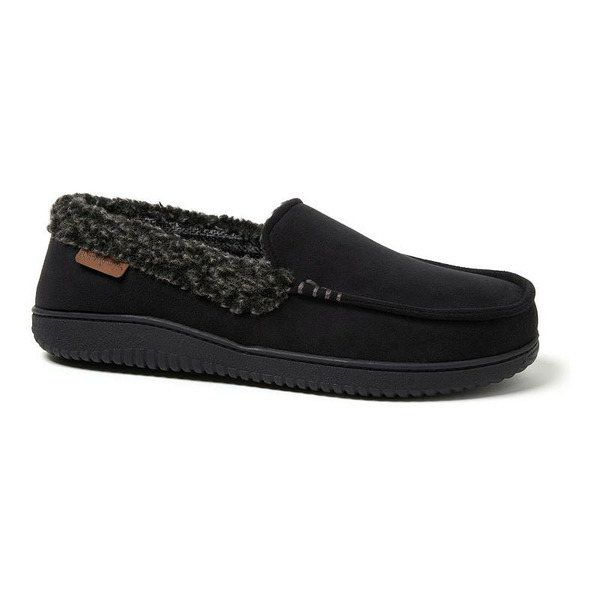 Dearfoams Alexander Microsuede Men's Moccasin Slippers, Size: XL, Black