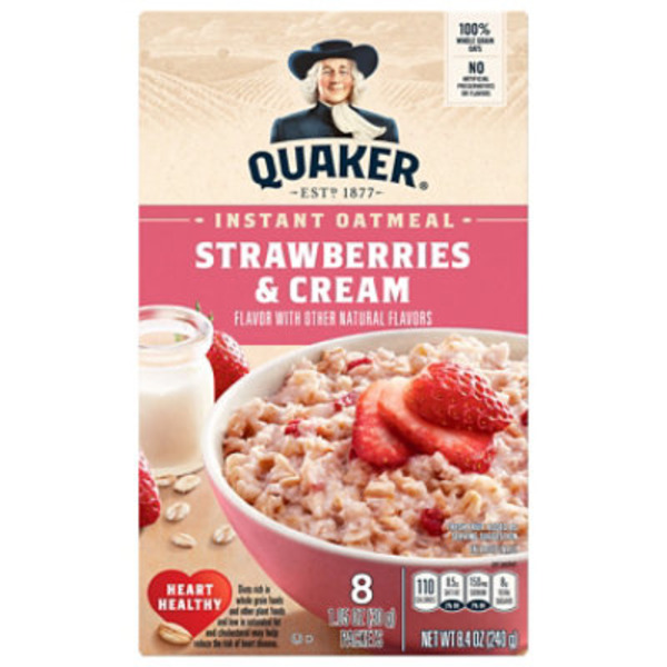 Quaker Instant Oatmeal, Strawberries & Cream - Pack