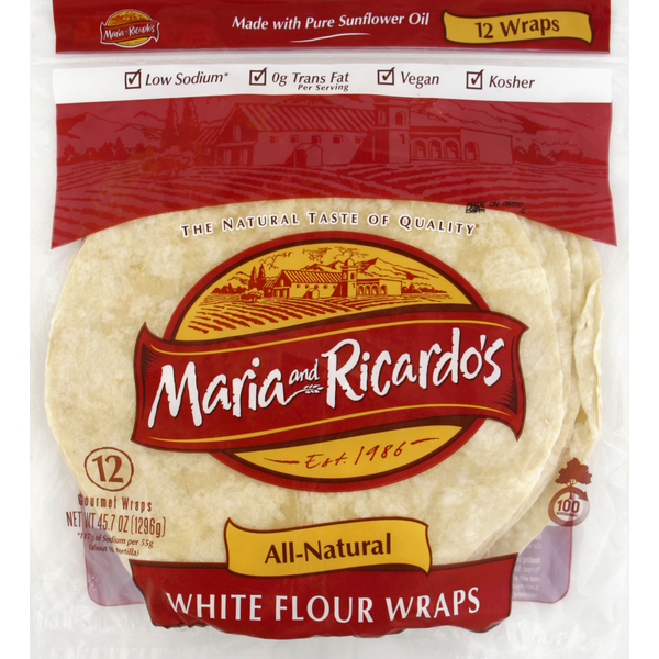 Maria & Ricardo's Wraps, White Flour, Gourmet Same-Day Delivery or