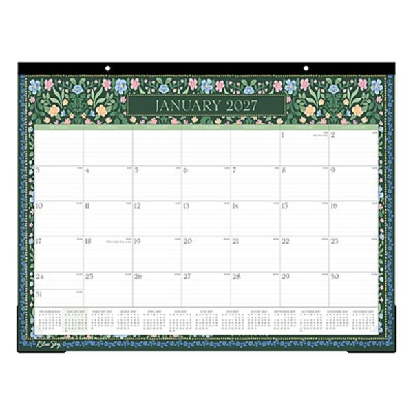 Blue Sky 2027 Monthly Desk Calendar, 17 x 22 - Green & White