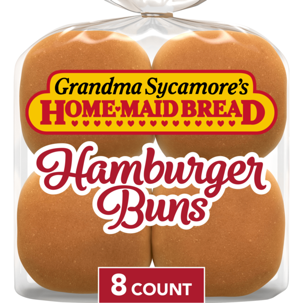 Grandma Sycamore's 8 ct, Plain, Hamburger Buns, 18 oz
