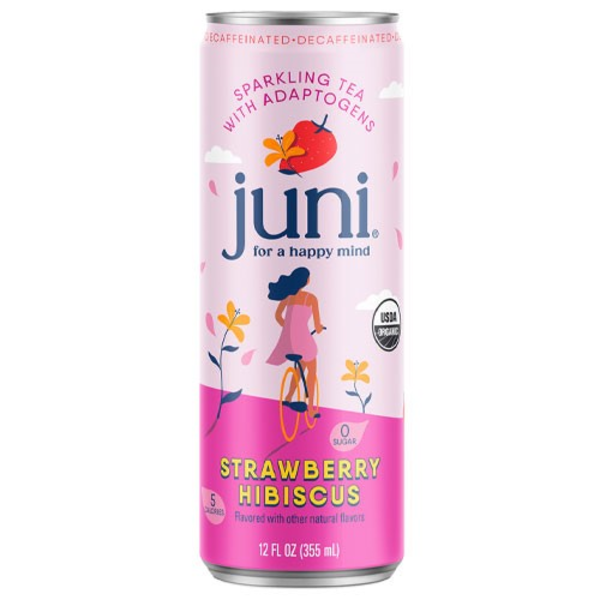 Juni Organic Strawberry Hibiscus Decaffeinated Sparkling Tea With