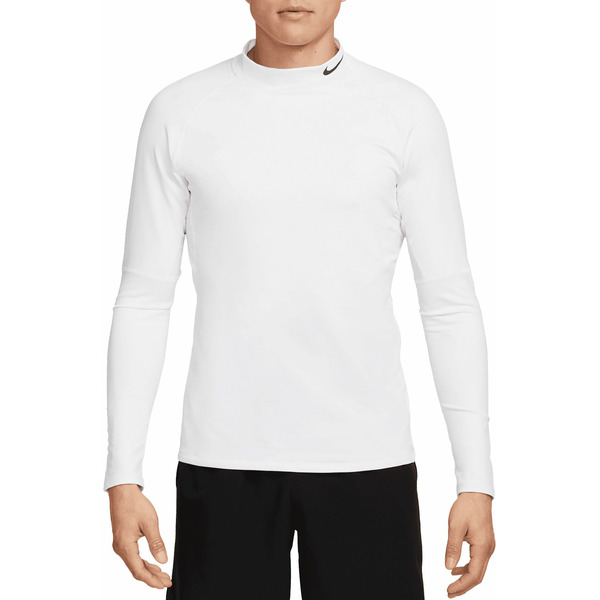 Nike Men's Pro Dri Fit Warm Mock Neck Long Sleeve Shirt, Medium - White