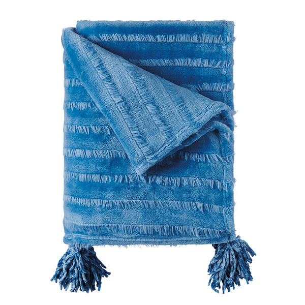 ALDI Huntington Home Tassel Decorative Throw, 50 x 70 Inch Blue Same