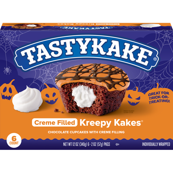 ◯kek Tastykake Creme Filled Kreepy Kakes Chocolate Cupcakes with Creme