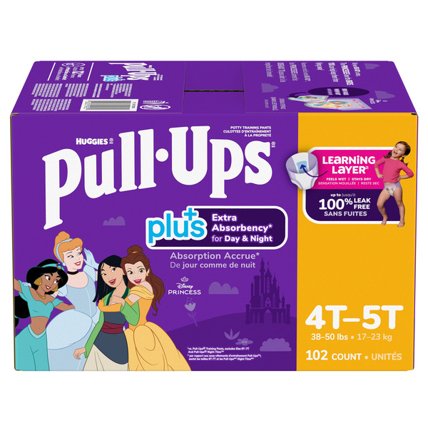 Huggies Girls' Disney Princess Pull-Ups Plus Training Pants, 4T-5T