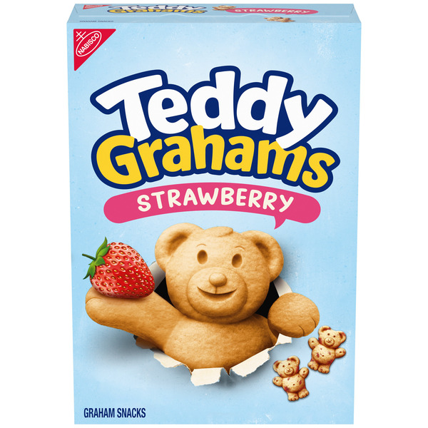 TEDDY GRAHAMS Strawberry Flavor Graham Snacks, Kids Snacks 10 oz