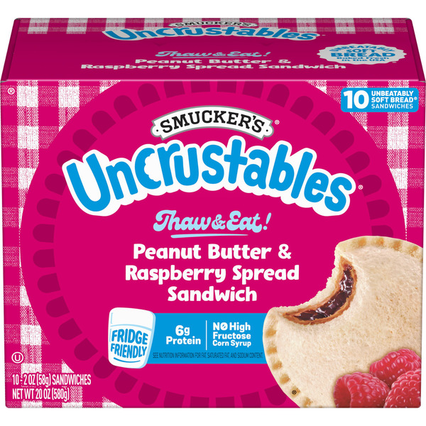 Smucker's Uncrustables Peanut Butter & Raspberry Spread Sandwiches, Frozen