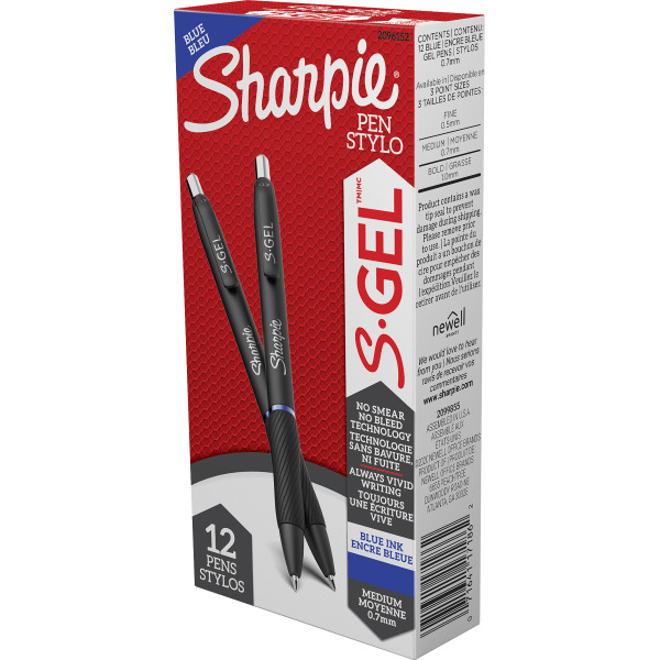 Sharpie 2096152 Medium Point Blue Ink S-Gel Retractable Gel Pen