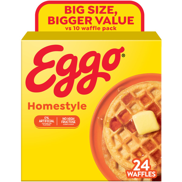 Eggo Homestyle Waffles, Breakfast Food, Family Pack, 24 Count