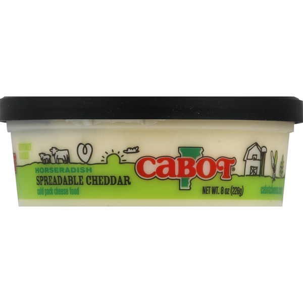 Cabot Cheese Food, Cold Pack, Spreadable Cheddar, Horseradish (8 oz