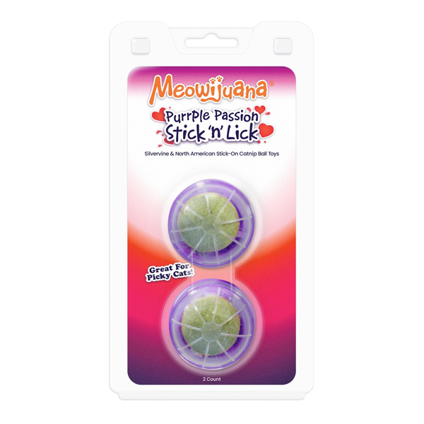 Meowijuana Purrple Passion Stick 'n' Lick Compressed Catnip Ball Toys