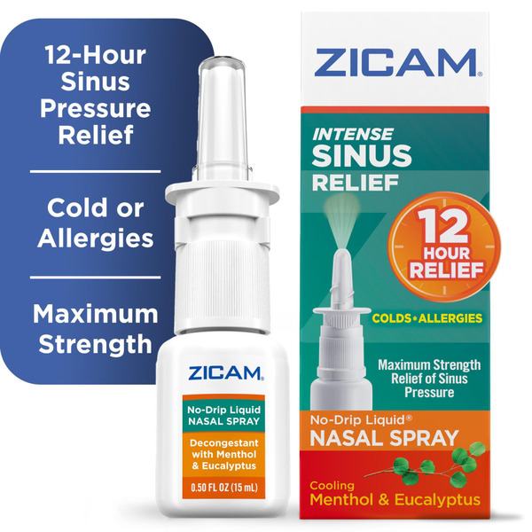 Zicam Intense Sinus Relief No-Drip Relief Nasal Spray With Cooling Menthol & Eucalyptus - 0.5 fl oz