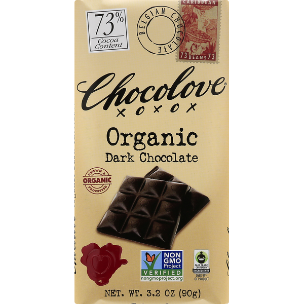 Chocolove Dark Chocolate, Organic, 73% Cocoa