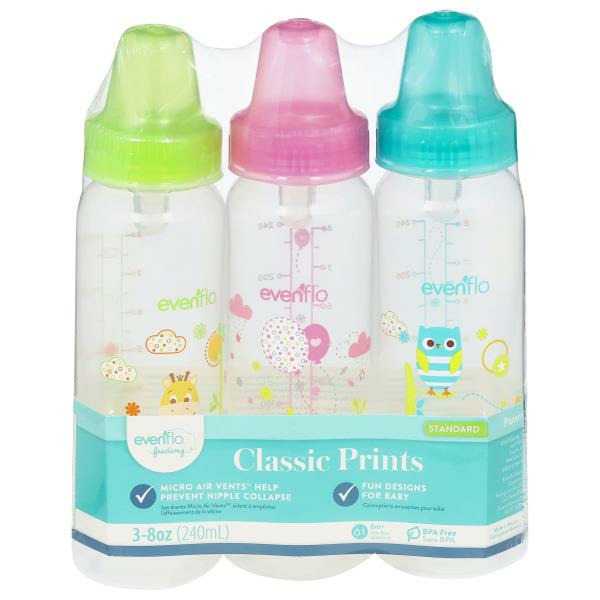 Evenflo Feeding Bottle, Standard, Classic Prints, 0M+, Ounce