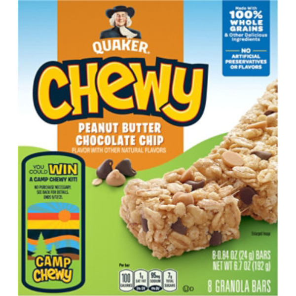 Quaker Granola Bars, Chewy, Peanut Butter Chocolate Chip