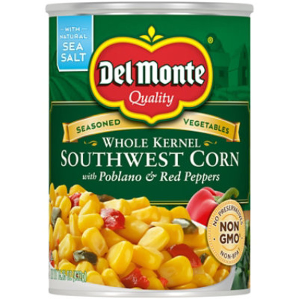 Del Monte Whole Kernel Southwest Style Corn with Poblano & Red Peppers