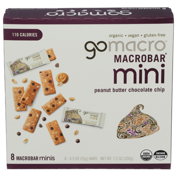 Gomacro Peanut Butter Chocolate Chip Go Macro Mini Bars 8 Pack