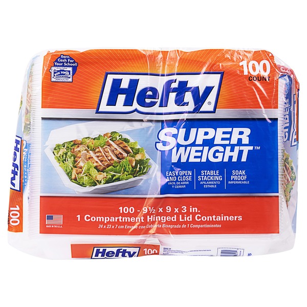 Hefty Take Out Container 125 ct Hinged 1 One Compartment Togo Foam Food
