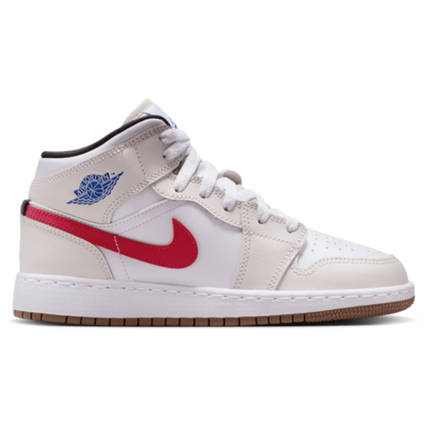 Nike Boys' AJ 1 Mid Grade School Basketball Shoes, Size 5.5 - White/Sail/Phantom