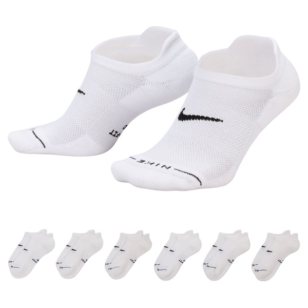Nike Everyday Elevated No-Show Socks, L - White/Black