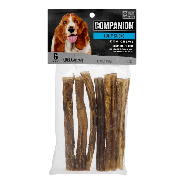 Companion Dog Chews Bully Sticks 6 CT (0.375 oz) Instacart