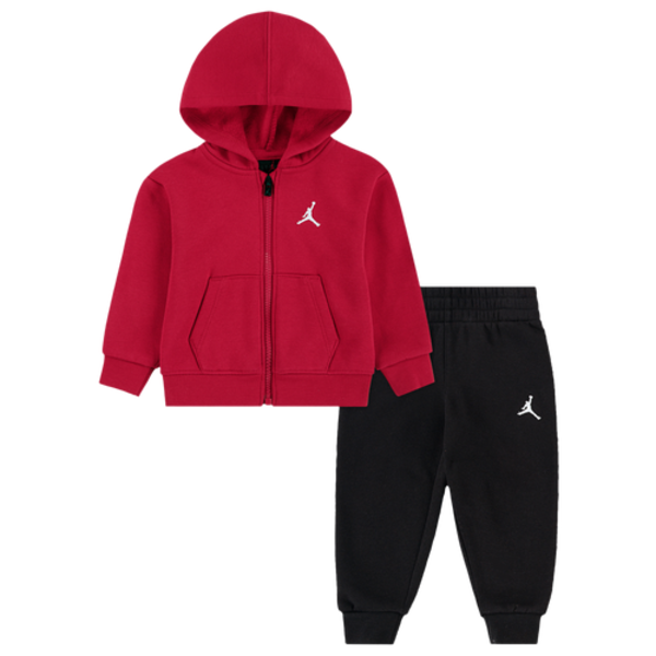 Jordan Boys' Brooklyn Fleece Full-Zip Set, 18MO - Black/Red