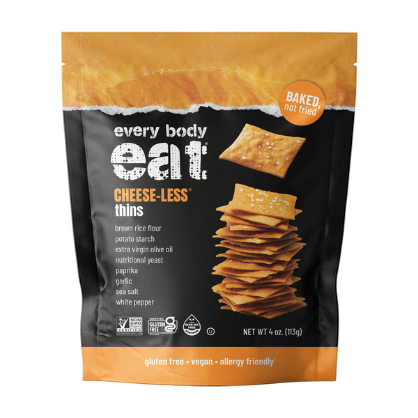 Every Body Eat Cheese-less Snack Thin Crackers, Gluten Free, Dairy Free