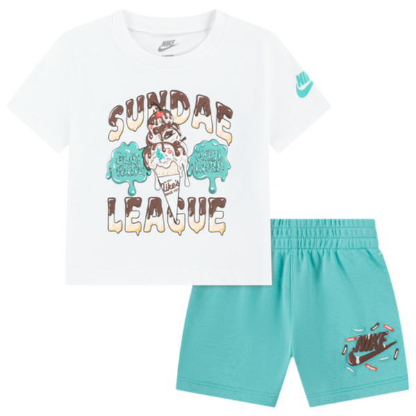 Nike Boys' Infant Sundae League Short Set, 12MO - Bleached Turquoise/White